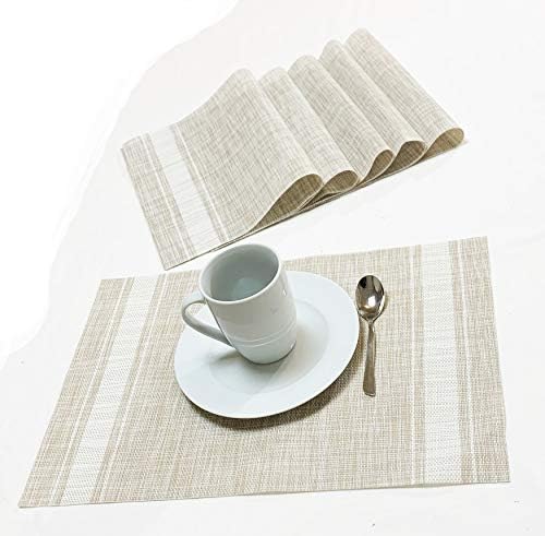Jutemill Set of 12 PVC Vinyl Woven Place mats, Heat Insulation Stain