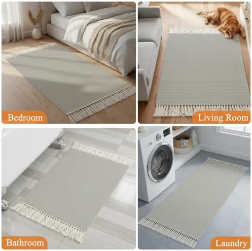 Grey Stars Modern Hallway Runner Rug 2'x5', Farmhouse Aesthetics Gray