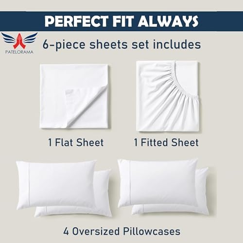6-Piece Full- 54" x 75" Size 800 Thread Count 100% Egyptian Long