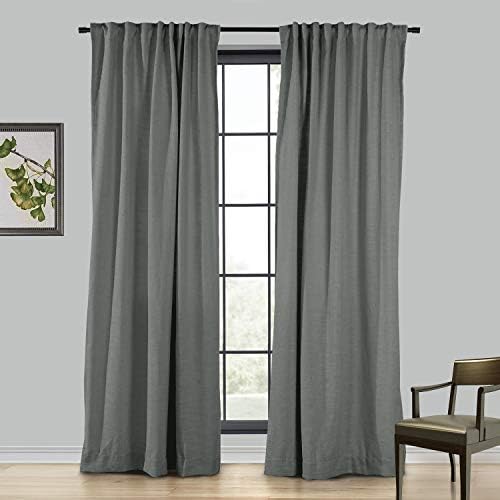 ChadMade Linen Curtain 100Wx120L inch Drape, Room Darkening Lining