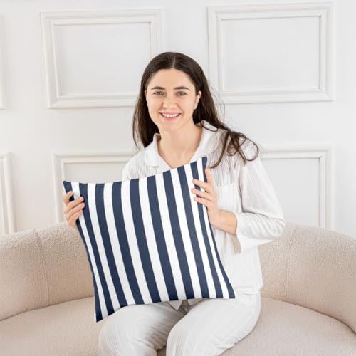 Feelyou Navy Blue White Striped Throw Pillow Covers Set of 2 20"x20"
