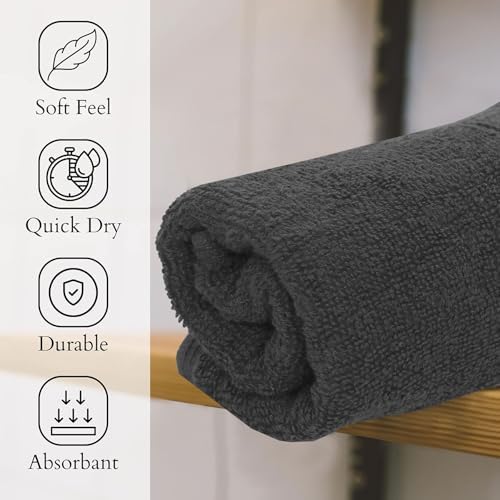GOLD TEXTILES Premium Grey Hand Towels for Bathroom Bulk - 100% Ring