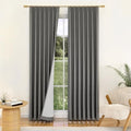 YZ HOME Grey Linen 100% Blackout Pinch Pleated Curtains 108 Inches