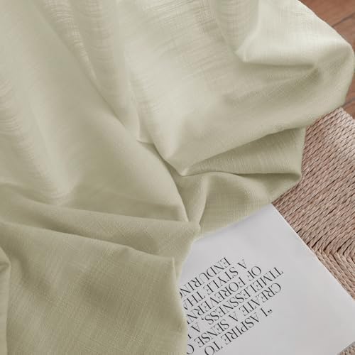 Pinch Pleated Cotton Linen Curtains 96 Inches Long, 2 Panels
