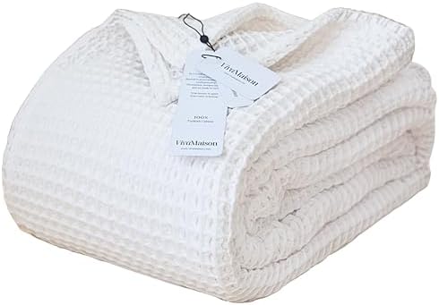 Waffle Blankets (White, King Size 95 x 110 Inch)