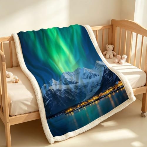 Polar Night Double-Layer Reversible Sherpa Throw Blanket 60”x 80”