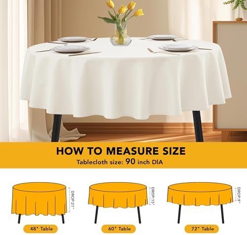 10-Pack Ivory Round Tablecloths, 90 in, for 4-5 Ft Round Tables