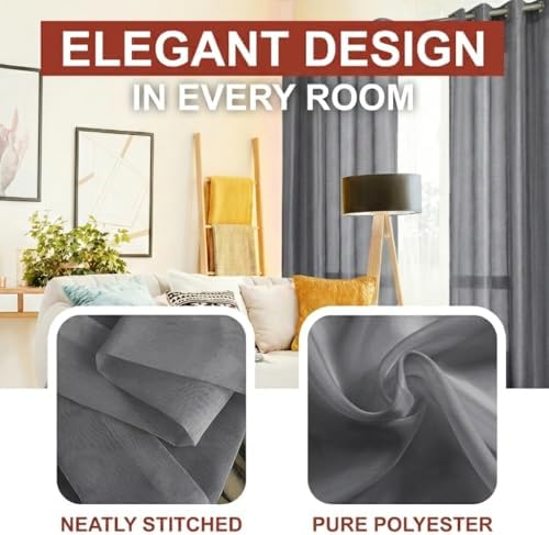 YHSF Grommet Sheer Curtains, Window Panels Set of 2, 54" W x 63" L