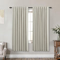 KOUFALL Neutral Greige Curtains Black Out 63 Inch Long,Back Tab Linen