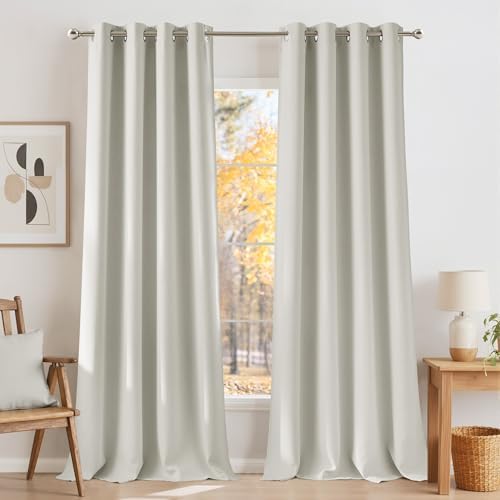 NICETOWN Natural Room Darkening Curtains 84 inches Long for Living