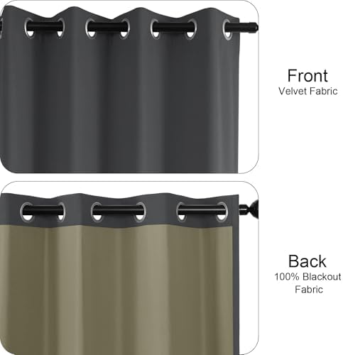 Fcosie 52" Wx120 L 100% Blackout Velvet Drapes with Silver Grommets