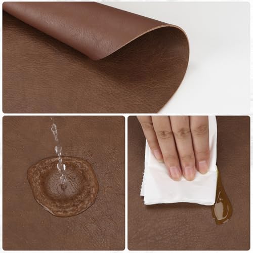 comfoyar Faux Leather Round Placemats with Coasters Set of 6, 13x13