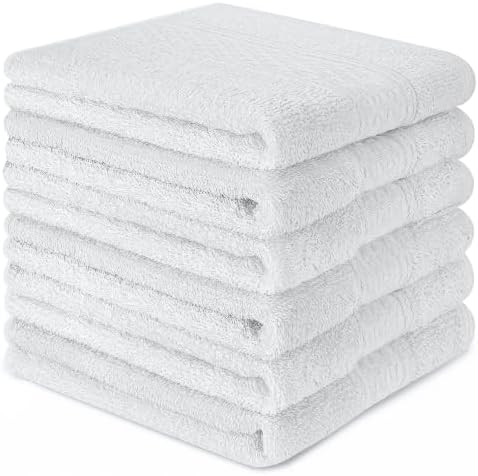 6 Pack Washcloths, 100% Cotton Wash Cloths, 13x13 Inch, White