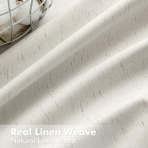 MIULEE Linen 100% Blackout Curtains 84 Inch Length 2 Panels, Back Tab