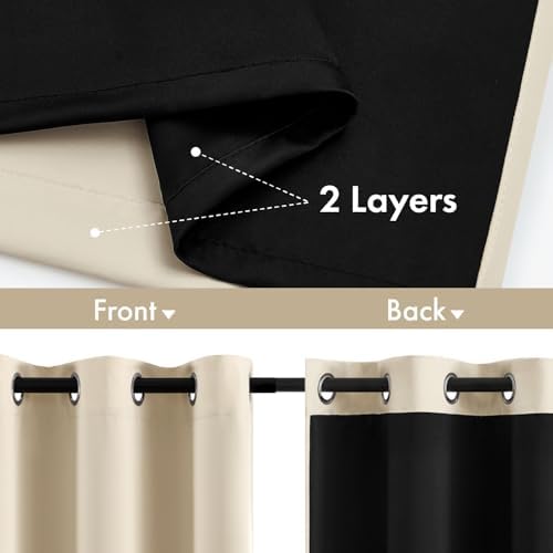 MIULEE Cream Beige 100% Blackout Curtains for Bedroom 40x84 Inch Long
