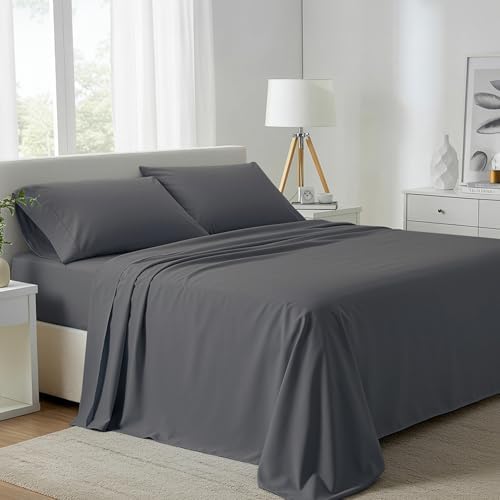 Carressa Linen 800 Series Egyptian Cotton King Size Sheets, Dark Grey