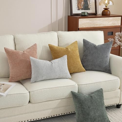 TAOSON Set of 2 Black Chenille Throw Pillow Covers, 18x18 Inch Sparkle