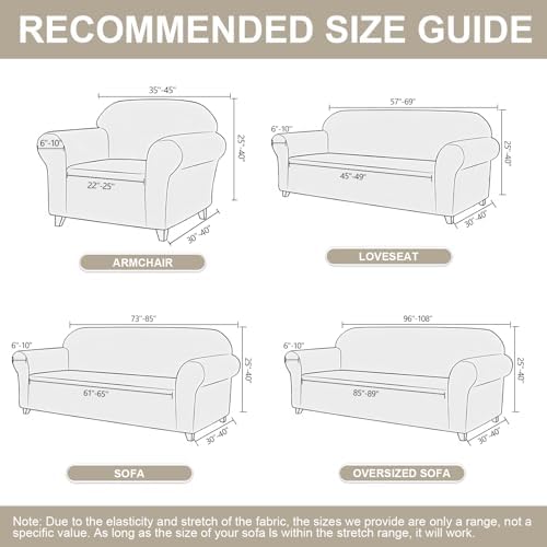 Super Stretch Sofa Covers Washable (Sofa 73"-85", Beige)
