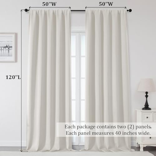 OWENIE Sally Blackout Curtains 120 Inches Long 2 Panels Set for