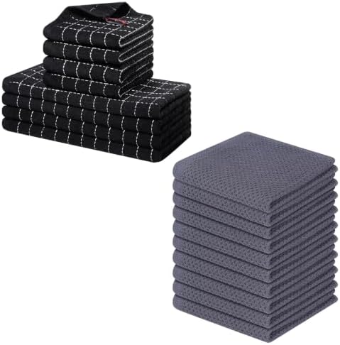 Homaxy Kitchen Towels and Dishcloths Set, 12 x 12 and 13 x 28 Inches