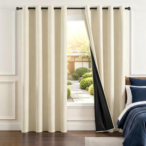Blackout Curtains for Bedroom 108 Inch Long with Black Liner