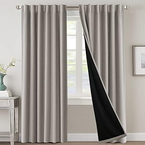 H.VERSAILTEX 100% Blackout Curtains for Bedroom with Black Liner Full