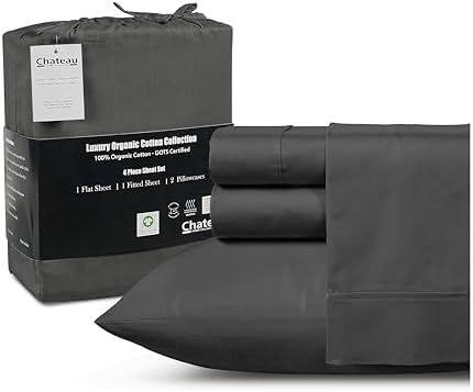 100% Cotton Sheets King Size Sheets Set with Fitted Sheet & Pillowcase