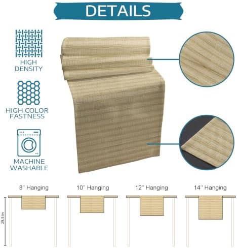 Table Runner and Placemats Set of 6 Beige Woven Canvas Table Runner