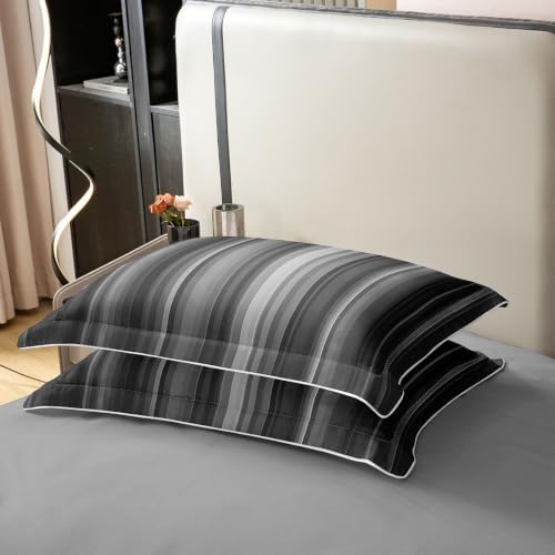Feelyou Abstract Gray Black Striped Duvet Cover 100% Cotton Soft King
