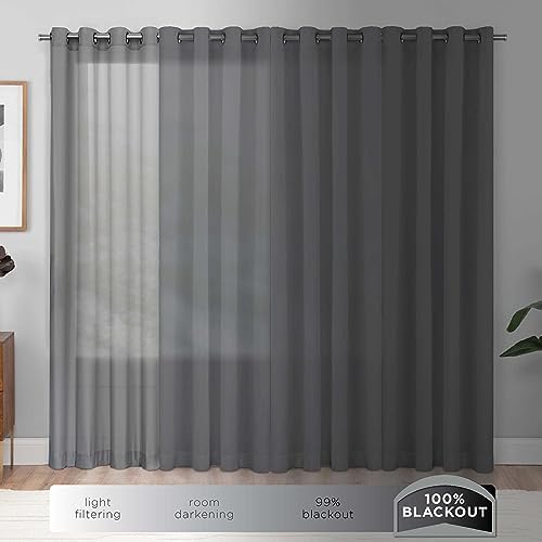 Eclipse Pembroke 100% Blackout, Faux Linen Grommet Window Curtains