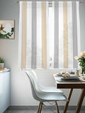 Beige Grey Stripe Sheer Curtains 72 Inches Long 2 Panels, Semi Sheer