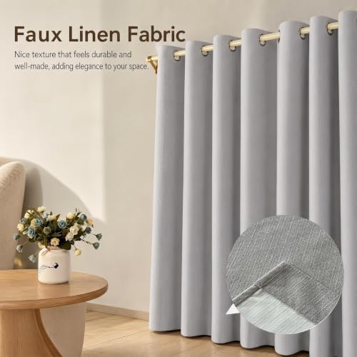 Full Blackout 96 Inch Long Grommet Curtains 2 Panel Set - Linen Look