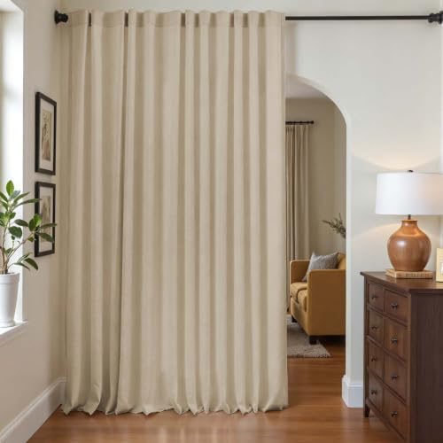jinchan Lined Linen Curtain Light Filtering Back Tab 100x96 Inch 1