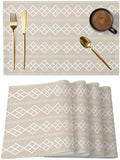 Placemats Set of 8, Beige Boho Woven Placemat, Linen Place Mats for