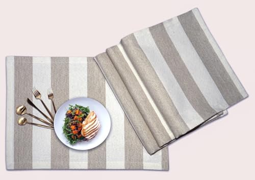 Cloths Big Stripe Placemats for Dining Table Set of 4, Heat Resistant
