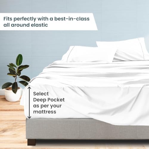 100% Egyptian Cotton 4-Piece Sheet Set Twin Size (Beige, Solid) Fits