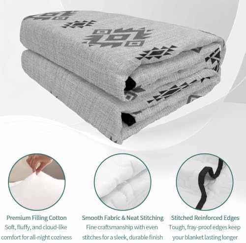 Grey Boho Queen Size Down Alternative Comforter, Lightweight Comforter