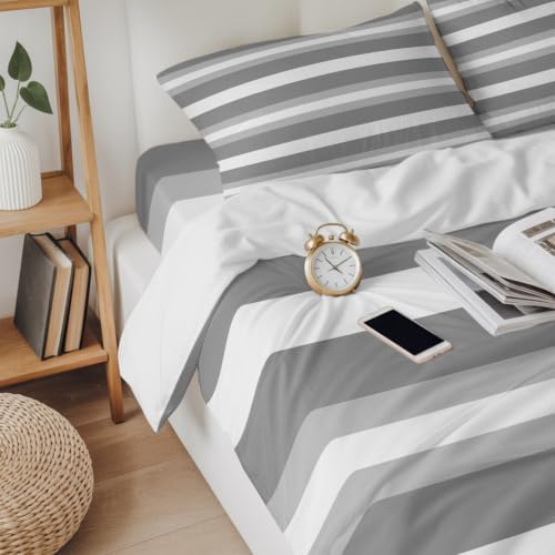 4 Pieces Duvet Cover Queen Bedding Sets Abstract Gradient Stripes for