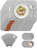Felt Place Mats Sets of 6, Felt Placemat Coaster Cutlery Bag,Heat