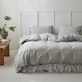BISELINA 100% Washed Cotton Duvet Cover Set 2pcs with Bowknot Ties