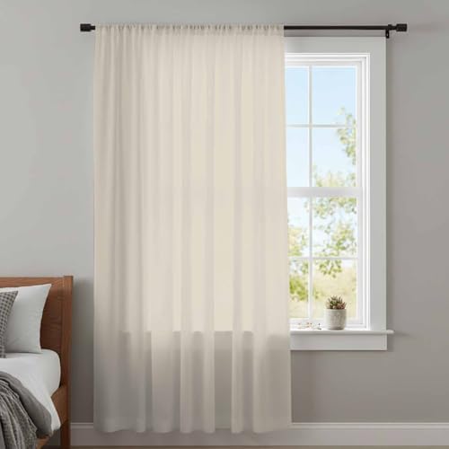 Ivory White Sheer Curtains 108 Inch Length Modern Pure Ivory White