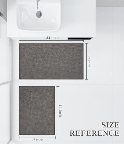 chakme Bathroom Rug Sets 2 Piece, Ultra Thin Quick Dry Bath Mat Set