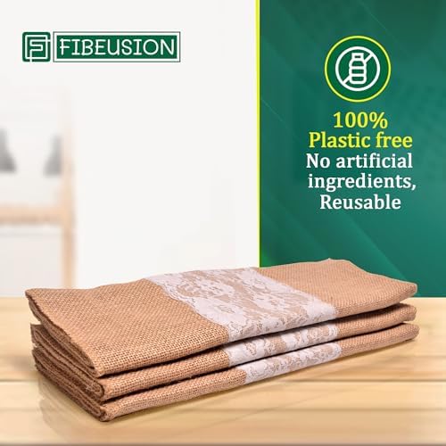 Burlap Lace Table Runner (Pack of 3) – 14”x 72” - No-Fray Finished