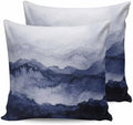 24x24 Pillow Covers Set of 2, Navy Blue Ombre Mountain Square Throw