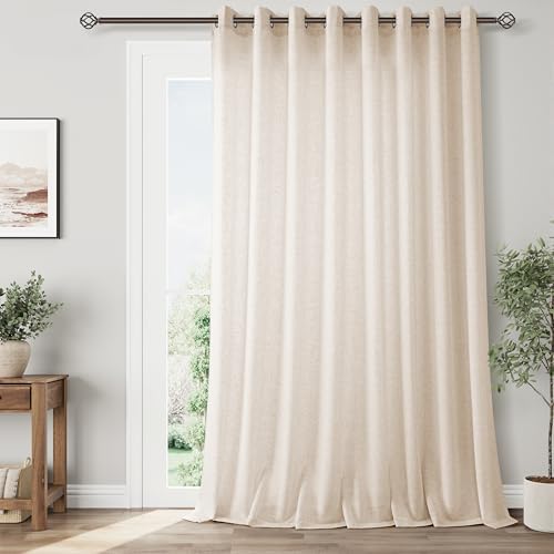 Extra Wide 100 x 108 inch Linen Curtains for Living Room Divider Light