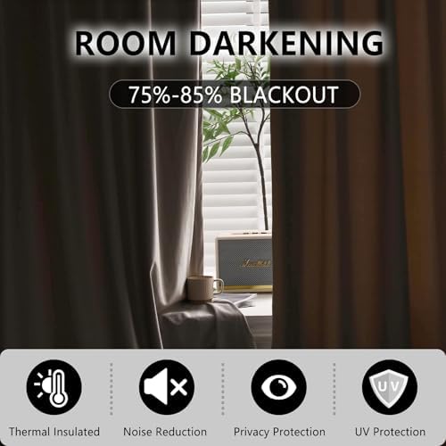 Macochico Extra Long Velvet Curtains 100 Inch Width by 120 Inch Length