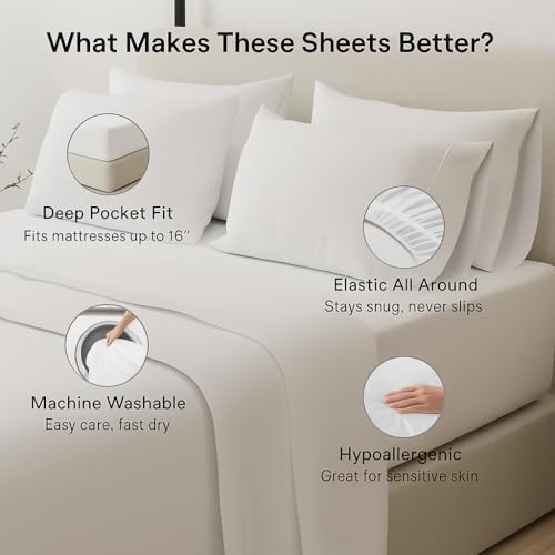 Cream Full Sheet Set – 4 Piece Brushed Microfiber Bedding – Cooling