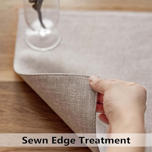 Demetex Placemats Set of 4 Grey Heat Resistant Linen Place Mats for