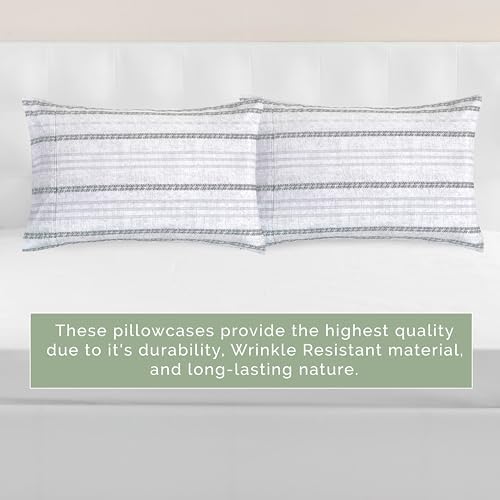 Elegant Comfort Ultra Soft Set of 2 Striped Print Pillowcases - 1500