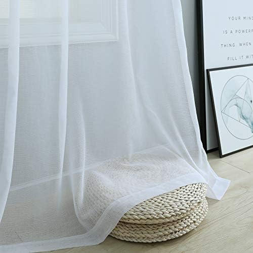 Pitalk White Sheer Curtains 96 Inches Long for Living Room Decor 2